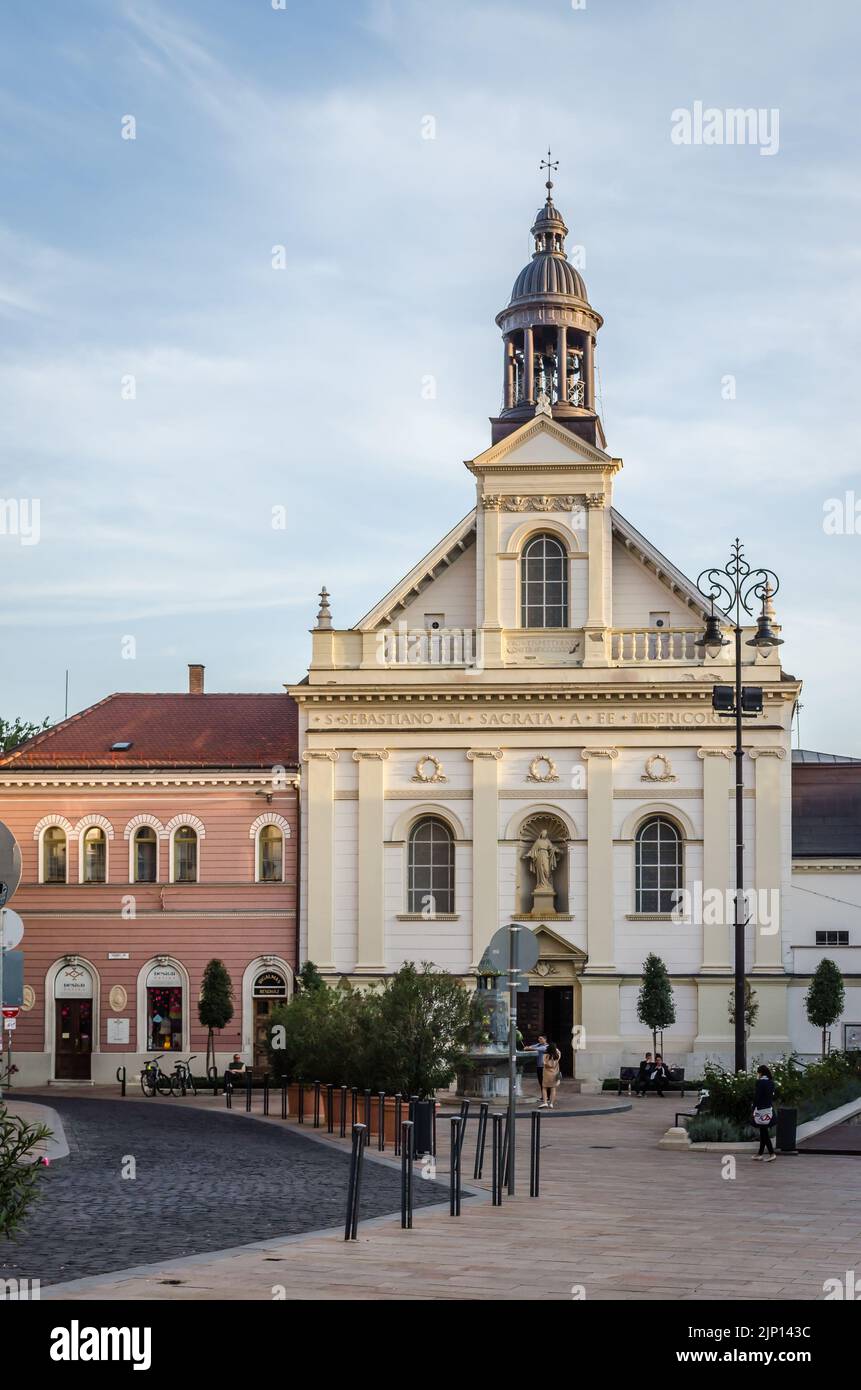 Pecs, Ungarn - 06. Oktober 2018: Kirche des heiligen Sebastian`s auf dem Szechenyi Platz in der Stadt Pecs Ungarn. Stockfoto